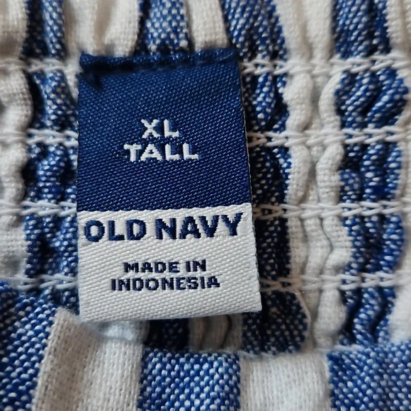 Old Navy XL TALL Dress Striped Linen Blend Coastal Smocked Beachy Nautical - Picture 8 of 10